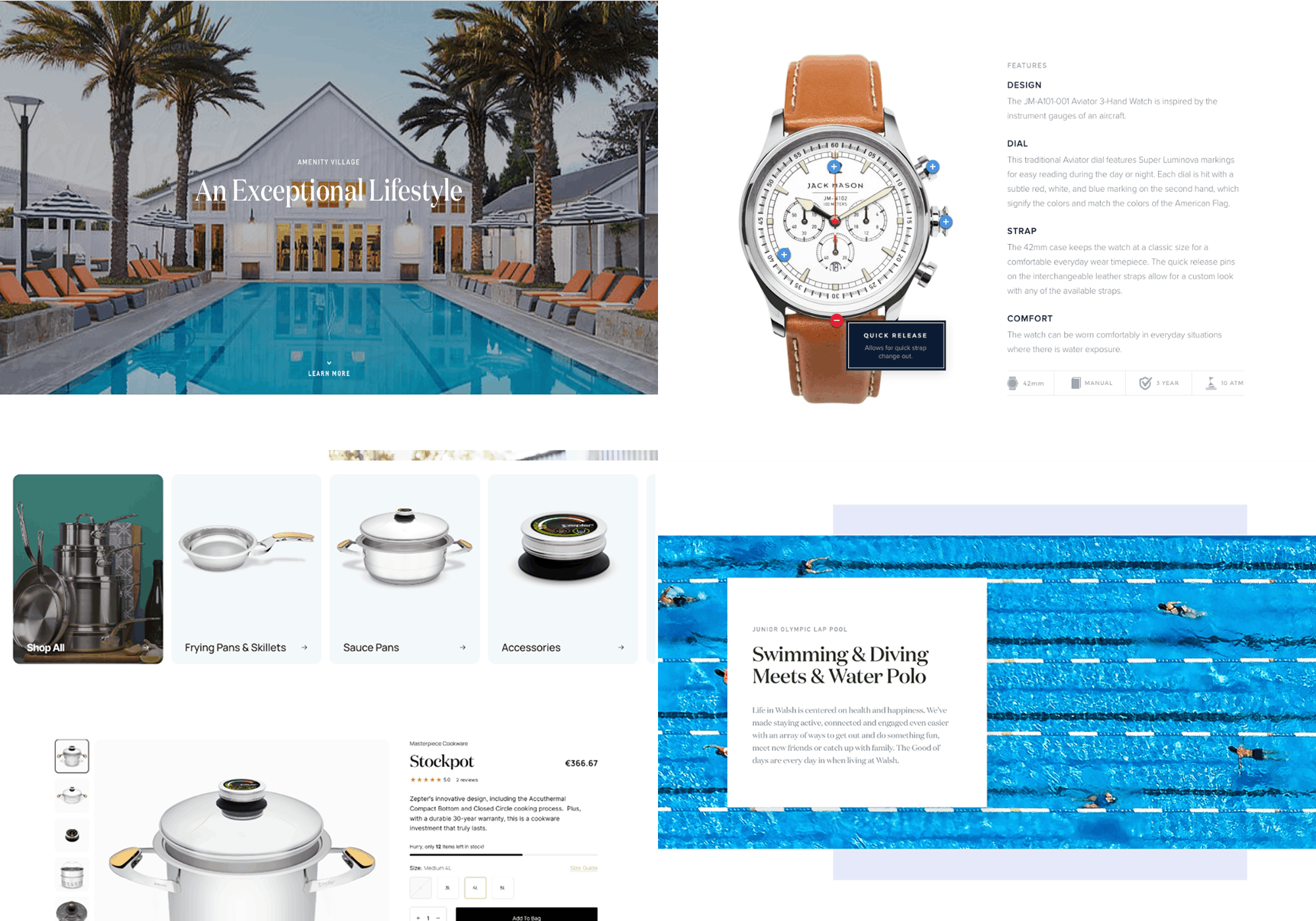 screenshots of work examples